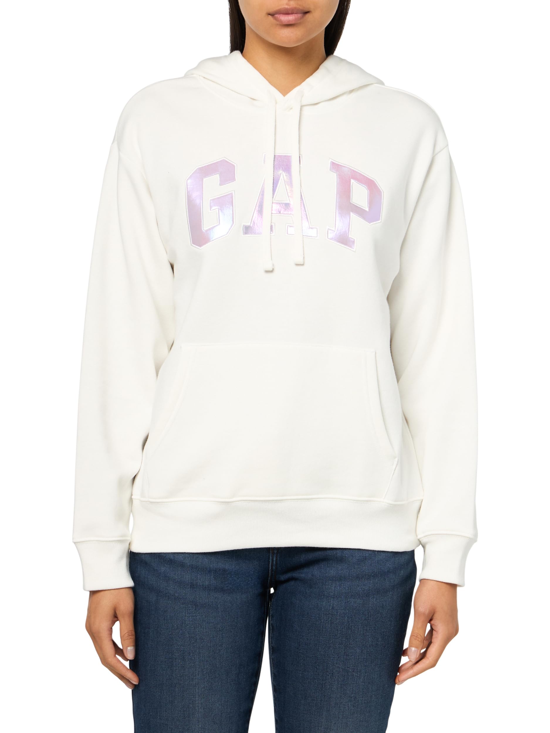 GAP womens Logo Hoodie Hooded Pull-On Sweatshirt Iridescent XXL Image