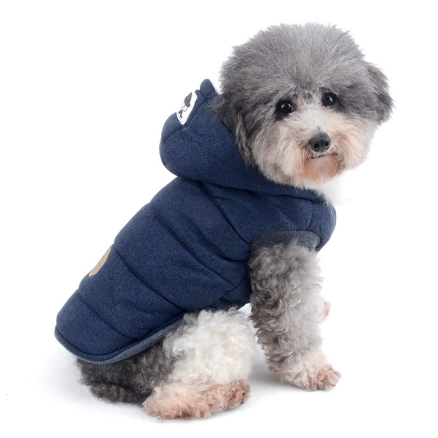 Ranphy Cotton Fleece Small Dog Jackets Hoodie for Cold Weather Girl Boy Puppy Cat Winter Coat Sweater 2 Leg Hooded Outfits Pet Soft Vest Clothes Apparel for Chihuahua Poodle Teacup Dog Blue XXL