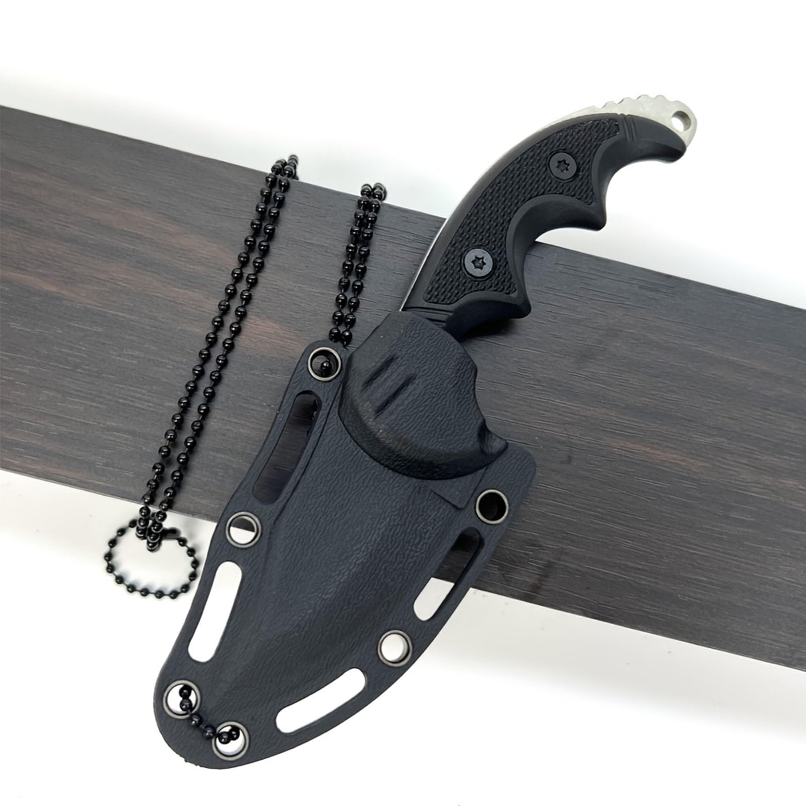 AZHU Small Fixed Blade Knife Neck Knife with Sheath and Chain - Lightweight 2.2 Inch Full Tang Blade for Tactical EDC Camping Survival - Non-slip Handle