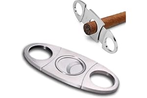 MPEEJ Cigar Cutter Guillotine, Stainless Steel Smooth Cigar Clippers Double Cut Blade, 1 Pack Silver Exquisite Cigar Accessories
