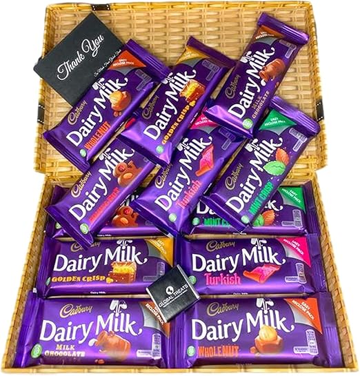 Cadbury Chocolate Bar Selection Of Irish Cadbury 12 Bars Of The Creamiest And Milkiest Tasting In A Wicker Style Gift Box Amazon Co Uk Grocery