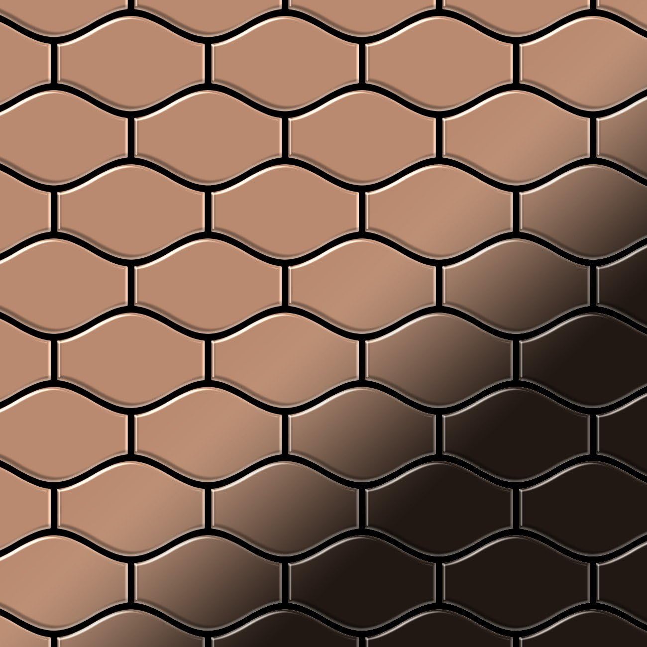 Mosaic Tile massiv Metal Titanium Amber Mirror Copper 1.6mm Thick ALLOY Karma-Ti-AM Designed by Karim Rashid