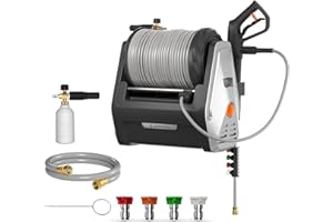 Giraffe Tools Grandfalls Pressure Washer Plus+, Max 2900 PSI, 2.2 GPM Electric Wall Mounted Power Washer with 100ft Retractab