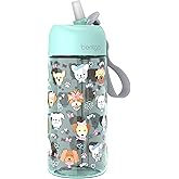 Bentgo Kids Water Bottle - Leak-Proof, Durable Tritan BPA-Free 15 oz Cup for Kids/Toddlers Ages 3+; Bite & Sip Spout, Carrying Handle & Dishwasher Safe for School, Sports, Daycare & Camp (Puppy Love)