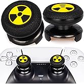 Playrealm FPS Thumbstick Extender & 3D Texture Rubber Silicone Grip Cover 2 Sets for PS5 Dualsenese & PS4 Controller (Radiation Black)