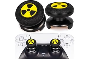 Playrealm FPS Thumbstick Extender & 3D Texture Rubber Silicone Grip Cover 2 Sets for PS5 Dualsenese & PS4 Controller (Radiation Black)