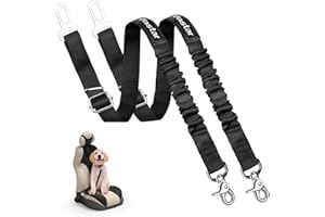 Vastar Dog Seat Belt Harness, 2 Packs Pet Dog Seat Belt Leash Adjustable Dog Cat Safety Leads Harness, Vehicle Car Seatbelt Harness for Pets with Elastic Nylon Bungee Buffer for Shock Attenuation