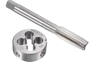 uxcell M10 x 1.25mm Metric Tap and Die Set, Machine Thread Screw Tap with Round Threading Die, Tap & Die Kit for Nut Screw Bo