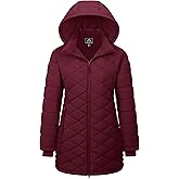 MAGCOMSEN Women's Long Winter Quilted Puffer Jackets Lightweight Warm Insulated Coat Waterproof Outwear Parkas with Hood