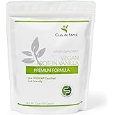 Casa de Sante Vegan Protein Vanilla - GLP-1 Support Low FODMAP Gut Friendly Plant Protein Powder - 21g Protein - MD PhD Formulated - Pea Hemp Sacha Inchi - 16 oz