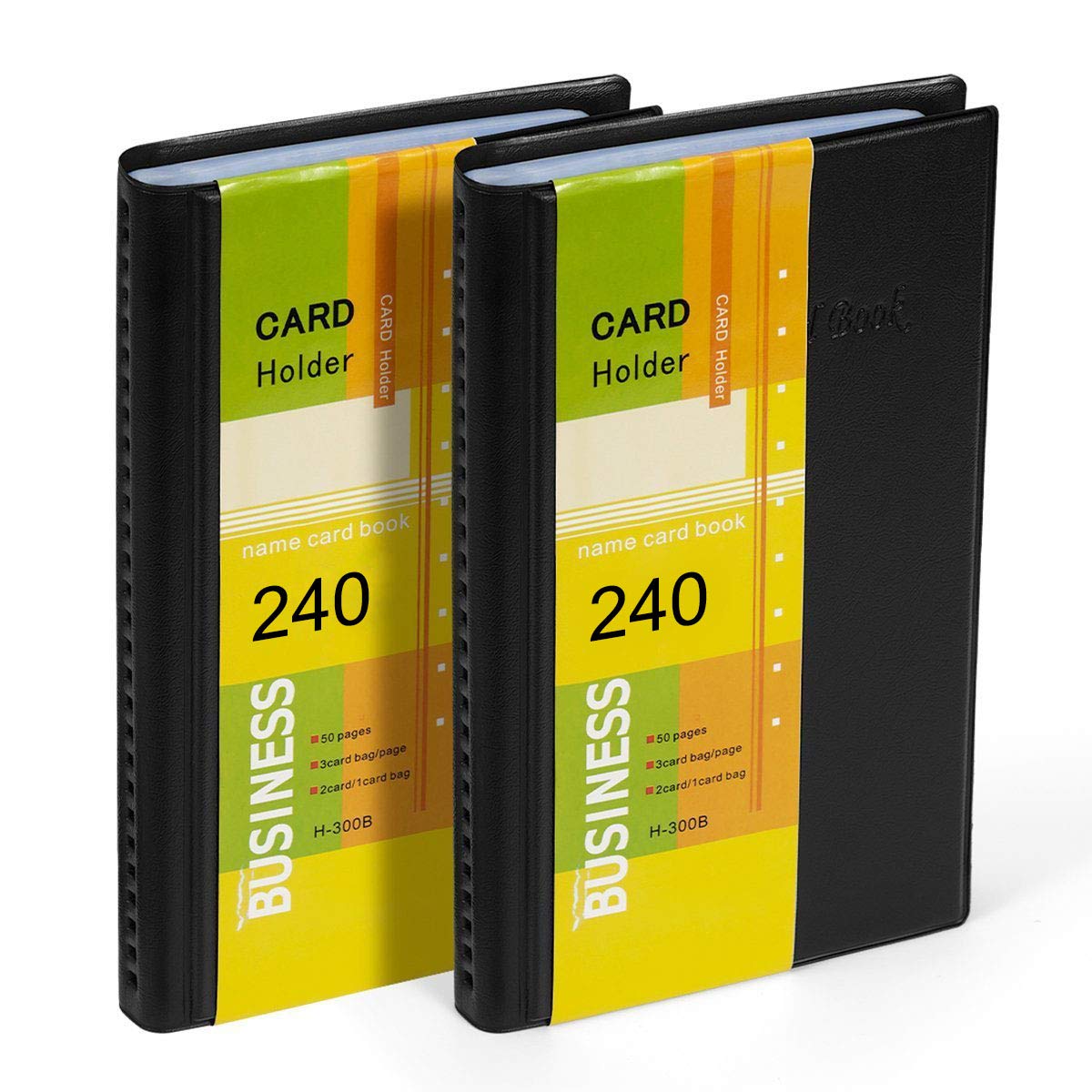 Hamosky Business Card Holder Organizer Book - PU Leather, 2 Pack Total for 240 Business Cards