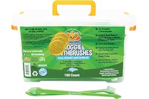 Bodhi Dog Dual-Headed Toothbrush for Dogs & Cats - Soft Bristles for Gentle Pet Dental Care - Puppy & Adult Teeth Cleaning - Easy-to-Use Design for Healthy Gums & Fresh Breath (100 Count)