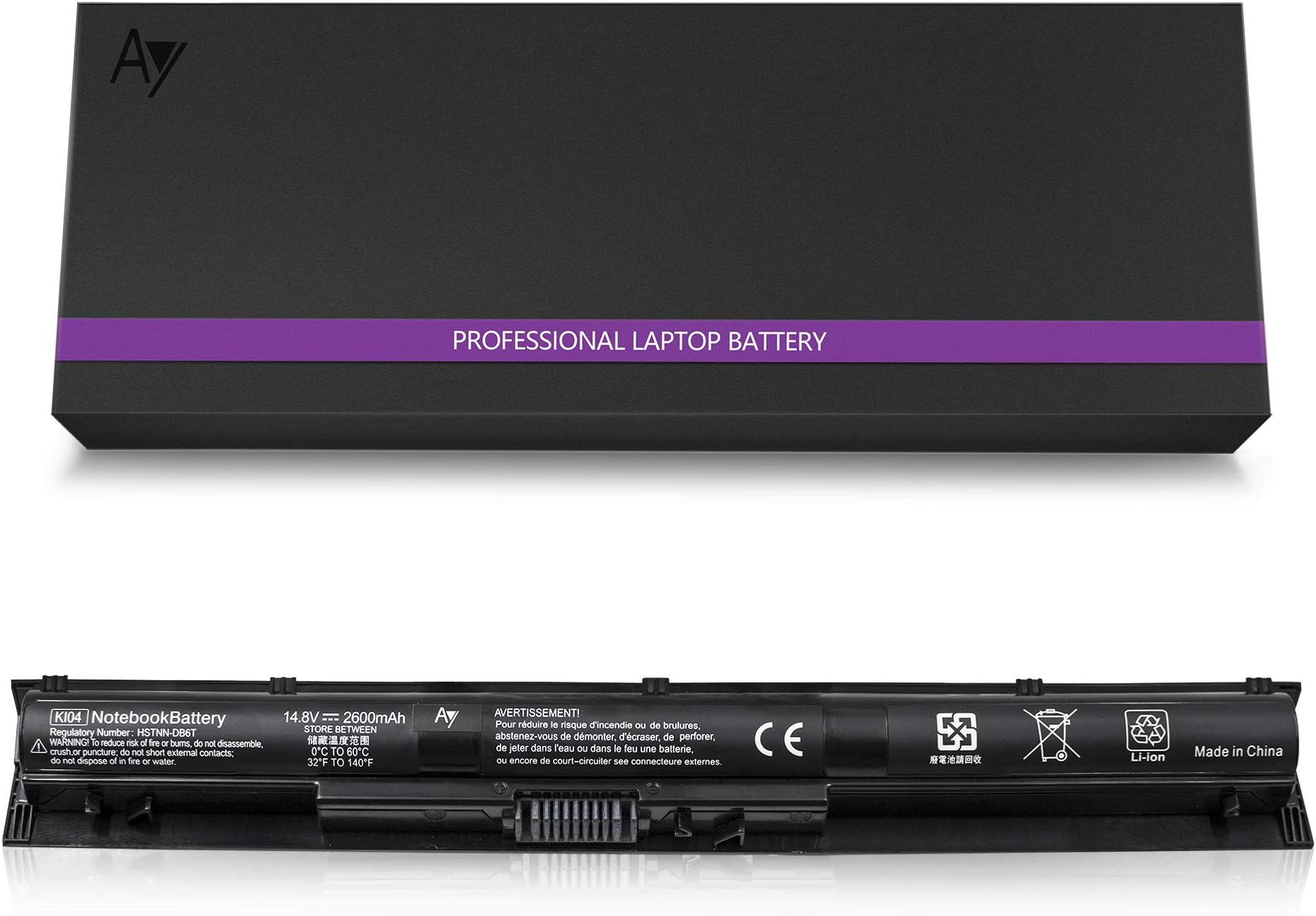 HP KI04 Battery [14.8V 39Wh/2600mAh], AYIPE High-Performance Replacement Laptop Battery for HP PAVILION 14-AB000 15T-AB000 17-G020NZ 17T-G000 Series, Compatible 800009-241 HSTNN-LB6R TPN-Q161 TPN-Q162