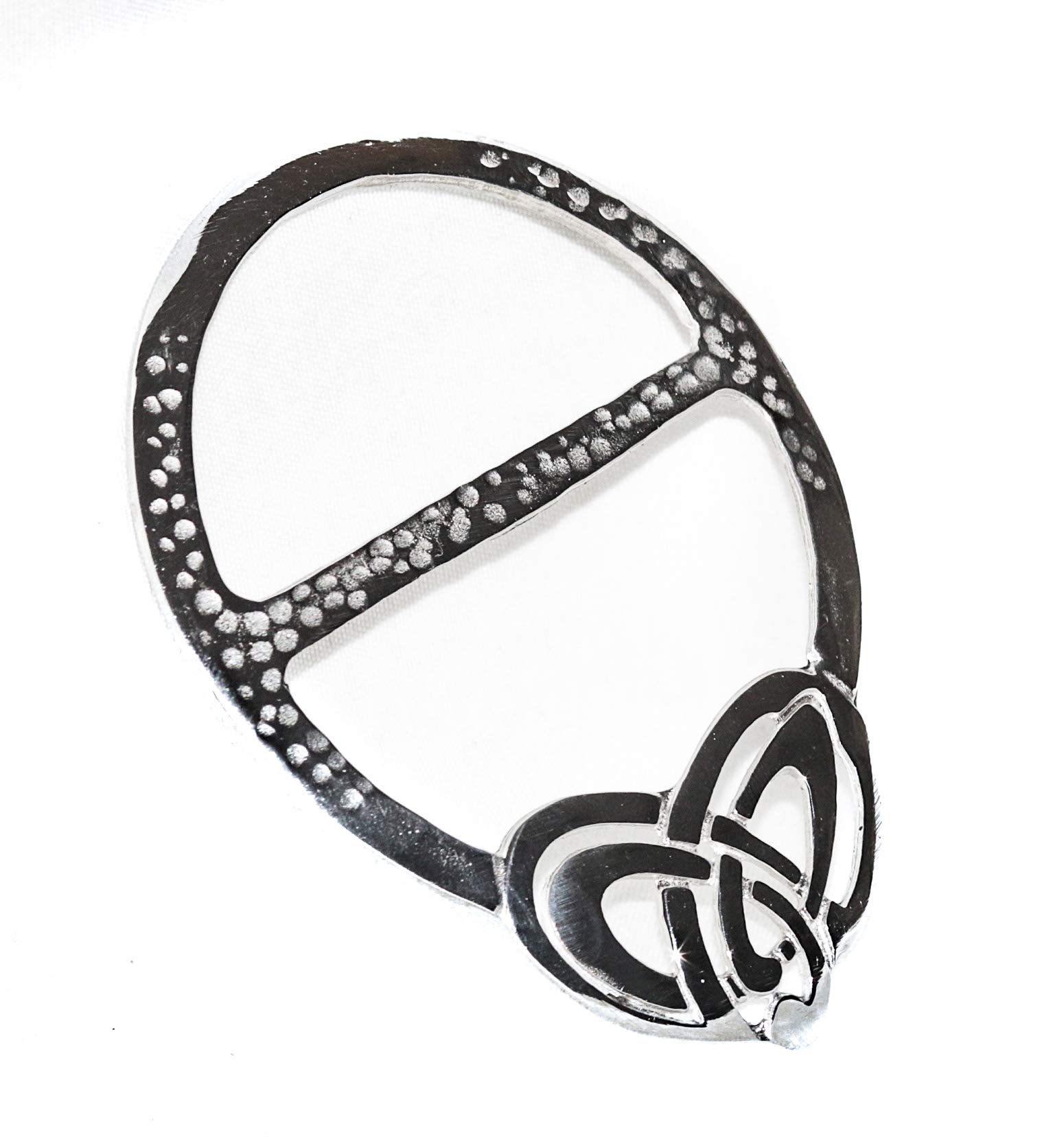 Large Polished Pewter Celtic Knotwork Heart Interlace Scarf Ring