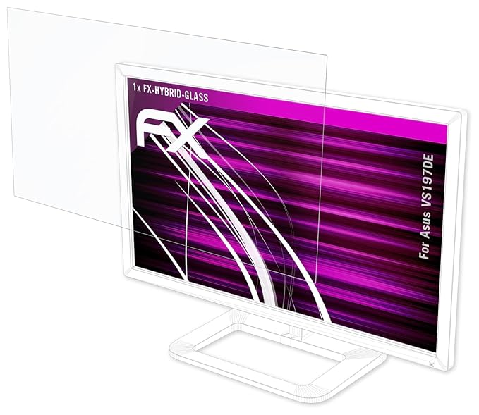 atFolix Glasfolie kompatibel mit Asus VS197DE Panzerfolie, 9H Hybrid-Glass FX Schutzpanzer Folie