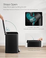 SONGMICS 20 L Steel Pedal Bin with Inner Bucket Soft Close Ink Black LTB592B02 view 7