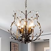 WillWant Vintage 5-Light Crystal Chandelier, Tree Branch Ceiling Hanging Light Fixture for Dining Room Bedroom Hallway Foyer,