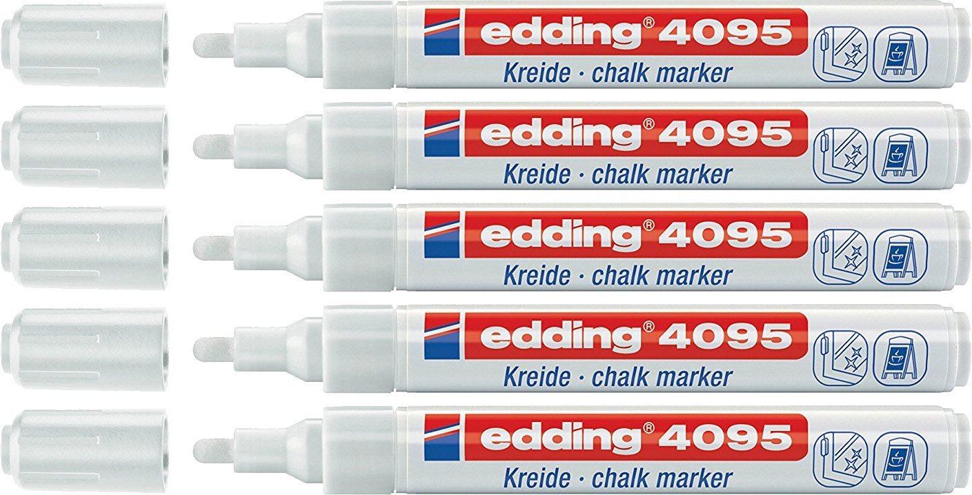 edding 4095 Window Chalk Markers 2-3 mm Set of 5 White