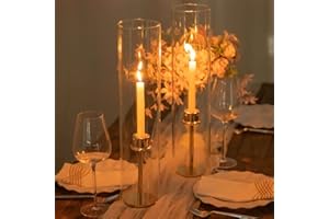 EFAVORMART.COM Efavormart 2 Pack | Clear 18" Candelabra Candle Holder Glass Shade, Open End Hurricane Candle Shade, Pillar Candle Shade