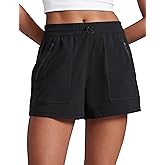 CRZ YOGA High Waisted Hiking Shorts for Women 3" - Water Resistant Cargo for Athletic Travel Outdoor with Zip Pockets
