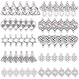 SUNNYCLUE 60pcs Celtic Knot Connect Charms Findings Antique Silver Irish Wiccan Flower Good Luck Triangle Heart Love Knot Links Christmas New Year Craft Supplies for Jewelry Necklace Bracelet Making