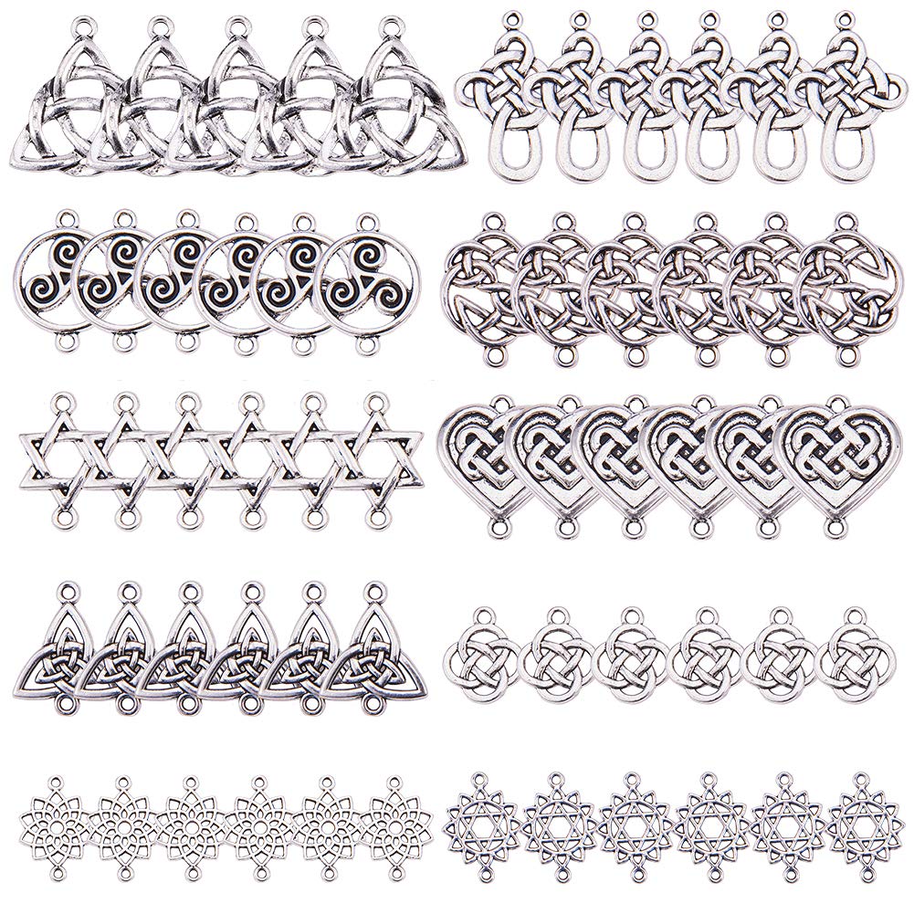 SUNNYCLUE 1 Box 48~60pcs Celtic Knot Connector for Jewellery Making Antique Silver Flower of Life Connector Charms Pendants Craft Supplies Jewellery Findings Accessory Necklace Bracelet — image 1