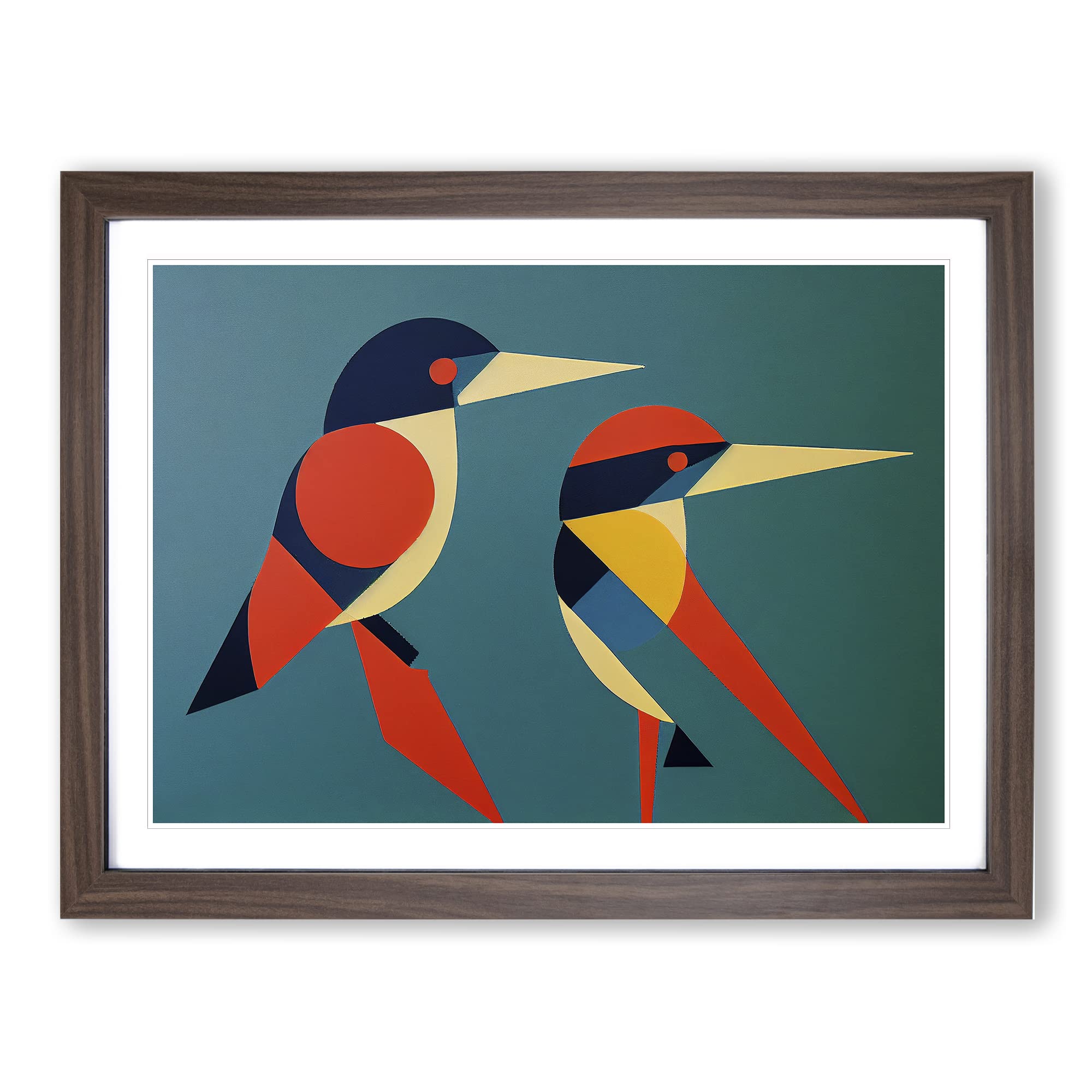 Kingfisher Bird Abstract Vol.1 Framed Print | A4 Walnut Framed Wall Art | Ready to Hang | Abstract Fantasy Picture | Living Room Bedroom Lounge Office