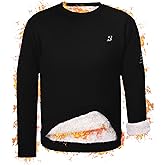 Roadbox Men's Sherpa Lined Sweatshirt, Winter Warm Heavyweight Crewneck Pullover Tops, Long Sleeve Thermal Fleece Sweaters