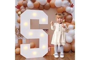 Bugame 3FT Marquee Letters, Large Light Up Letters for Birthday Wedding Backdrop Warm Light Marquee Letters 3 Feet Tall for Baby Shower Party Proposal Decoration Decor, Letter S