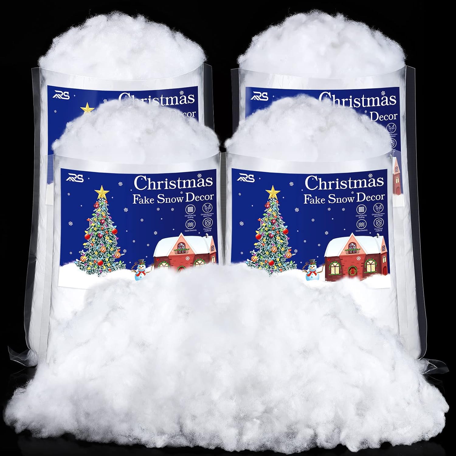 Artificial Snow - Ruisita 4 Bags Christmas Fake Snow Artificial Snow 35.3 Ounces Fluffy Snow Fiber for Snow Blanket, Christmas Tree Decoration, Holiday and Winter Displays