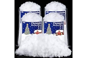 Ruisita 4 Bags Christmas Fake Snow Artificial Snow 35.3 Ounces Fluffy Snow Fiber for Snow Blanket, Christmas Tree Decoration, Holiday and Winter Displays