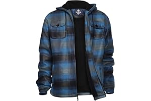 LeeHanTon Mens Flannel Jacket Heavyweight Sherpa Fleece Jackets Outdoor Hiking Casual Soft Warm Coat with Pockets