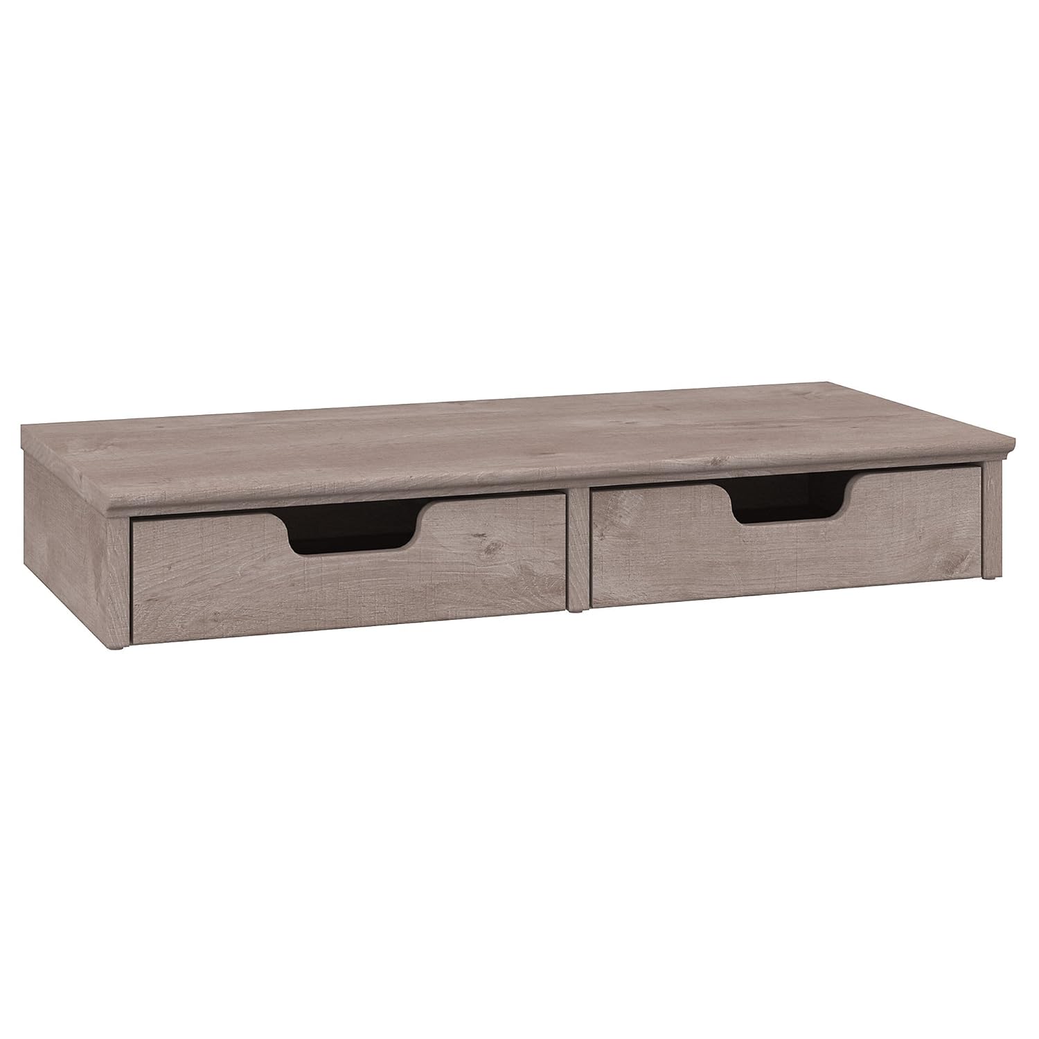 Bush Furniture Key West Desktop Organizer with Drawers in Washed Gray