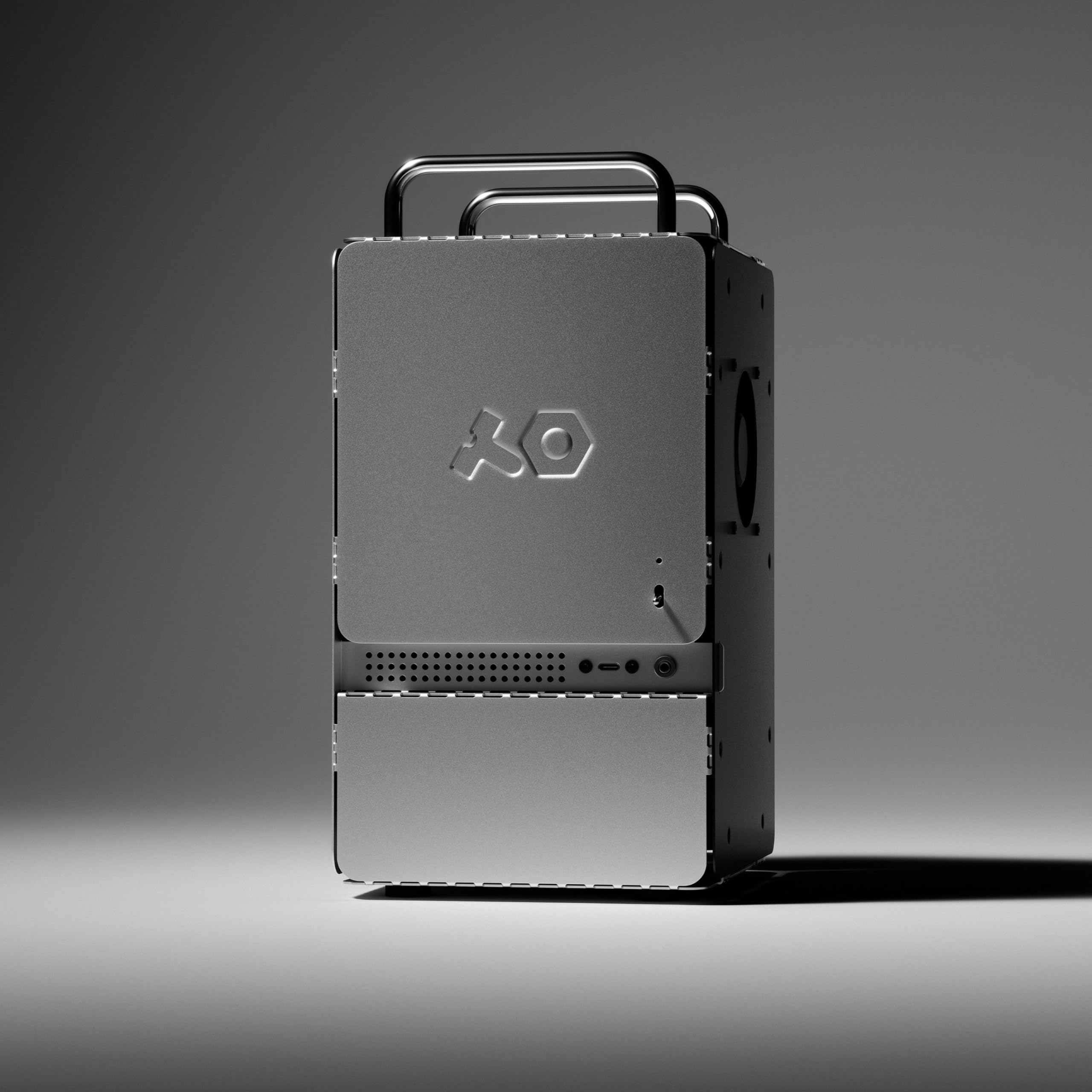 Teenage Engineering Computer-1 mini-ITX PC Computer case Chassis with Powder Coated Aluminum, Chrome Metal Handles, and Dual-Slot GPU, Small Form Factor, Compatible with SFX Power Supply (Aluminum)