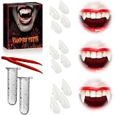 JIPNO 6 Pairs Vampire Teeth Fangs for Kids Adult Halloween Cosplay 3 Sizes | Fake Teeth with Adhesive for Boys Girls, Fake Fangs Vampire Accessories Halloween Party Favors Prop Decoration Werewolf