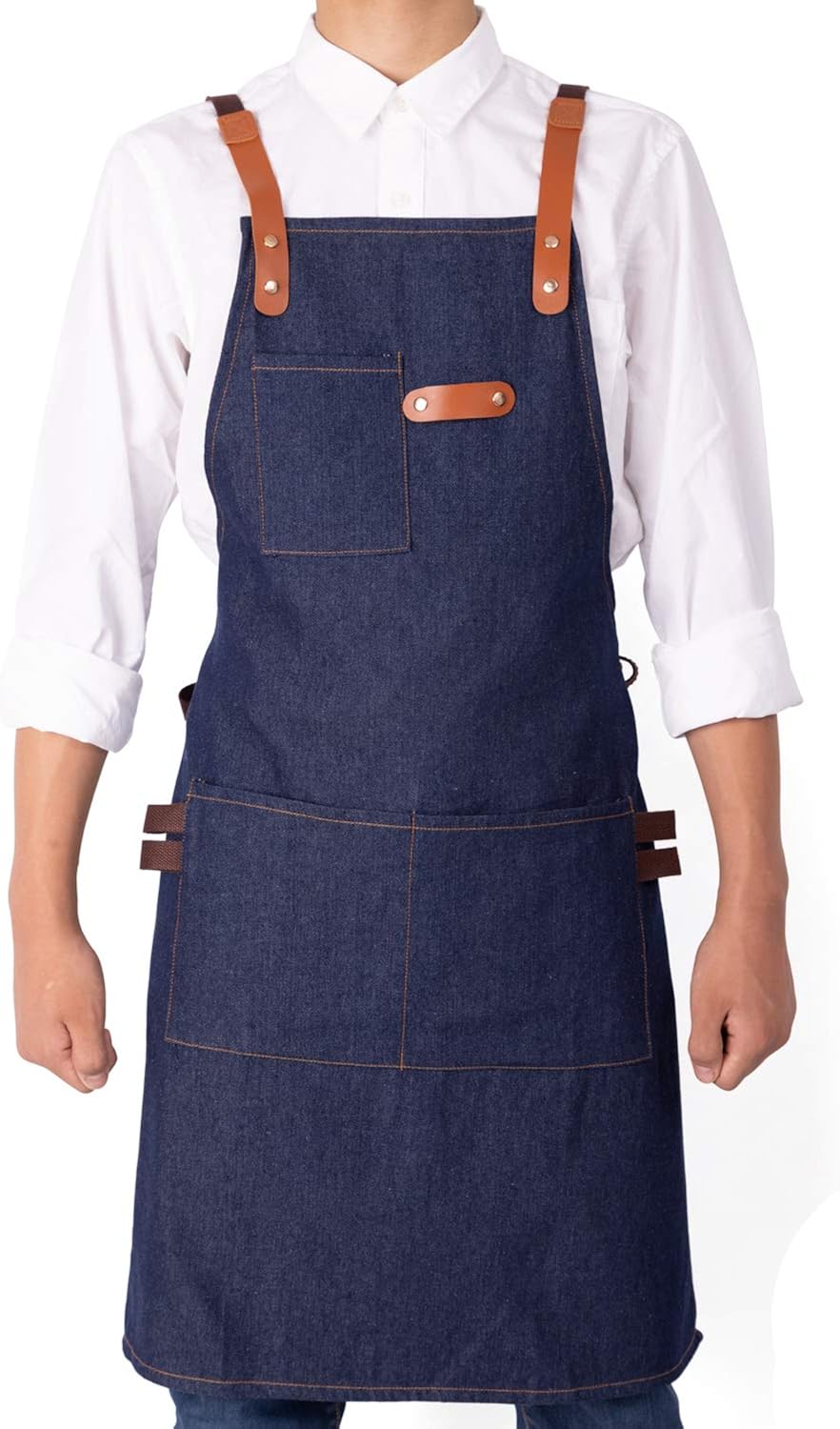 NEOVIVA Stylish Denim Apron for Chef Women Men with MultiPurpose Tool