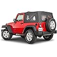 TACTIK Fabric Only Replacement Soft Top, Black Diamond - Fits Jeep Wrangler JK 2-Door - Custom-Fit Fabric Roof with Removable Side and Back Window (2007-2012 Wrangler JK 2-Door)