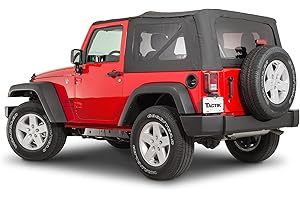 TACTIK Fabric Only Replacement Soft Top, Black Diamond - Fits Jeep Wrangler JK 2-Door - Custom-Fit Fabric Roof with Removable Side and Back Window (2007-2012 Wrangler JK 2-Door)