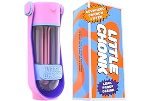 LITTLE CHONK Lil Gulp Dog Water Bottle | Advanced Carbon Filtration for Safe Filtered Water on The Go | BPA-Free Leak-Proof Portable Dog Travel Water Bottle with Retractable Water Spout 15 Fl oz - Cotton Candy