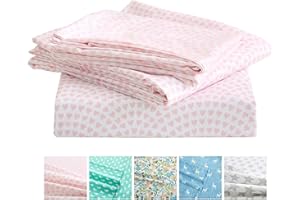 Vonty Kids Bed Sheets Twin Pink Heart Printed Sheets for Girls, Soft Lightweight Microfiber Easy Wash Bedding Set (1 Fitted Sheet + 1 Flat Sheet + 1 Pillowcase)