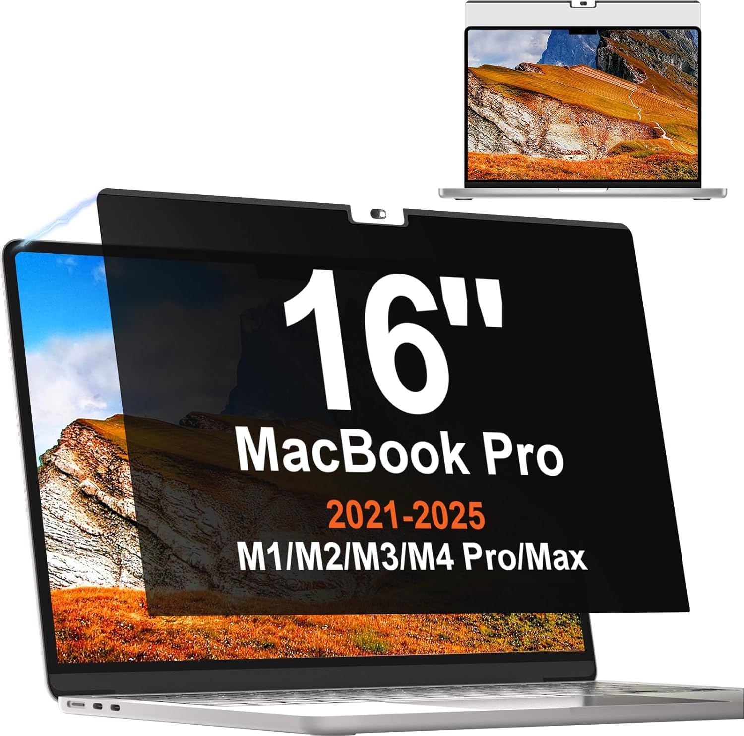 Mamol Magnetic Privacy Screen for MacBook Pro 16 Inch (2021-2025, M1-M4), Removable Vacuum Adsorption Anti Spy,Anti Glare Anti Blue Light Filter