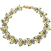 Galaxy Gold GG 14k Solid Rose Gold Butterfly Bracelet with Peridot & Blue Topaz