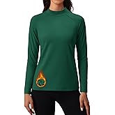 MAGCOMSEN Thermal Shirts for Women Mock Turtneck Long Sleeve Tops Fleece Pullover Workout Running Winter Base Layer