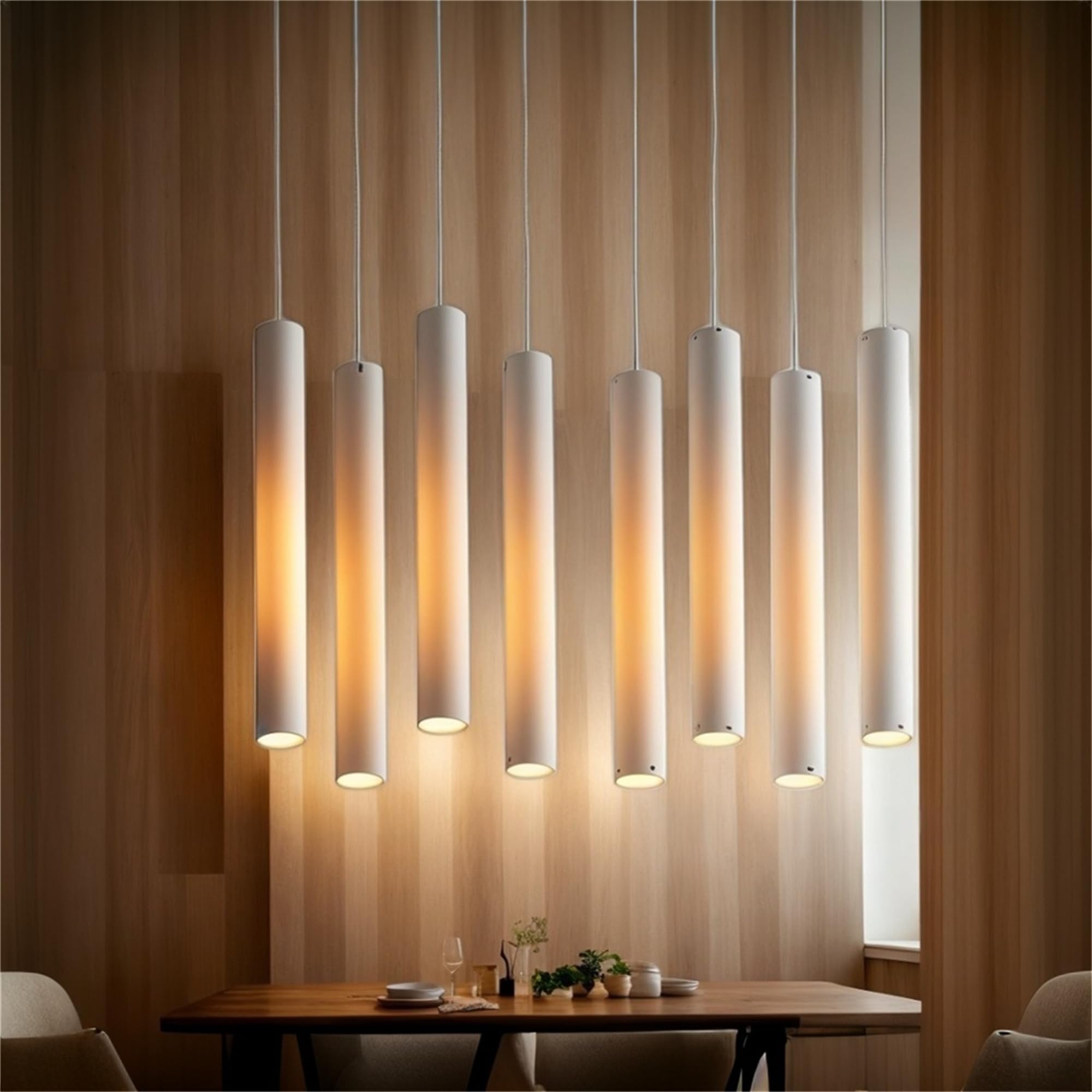 Hobaca 12w Dia 5CM *L 30CM White Tube LED COB Modern Pendant Lights Spot Light Downlight Kitchen Island Dining Room Shop Bar Counter Decoration Cylinder Pipe Pendant Lighting - Warm White