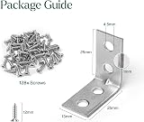 Winsome 32 Pcs Corner Brackets for Wood Galvanised 25mm x 25mm with Screws view 2