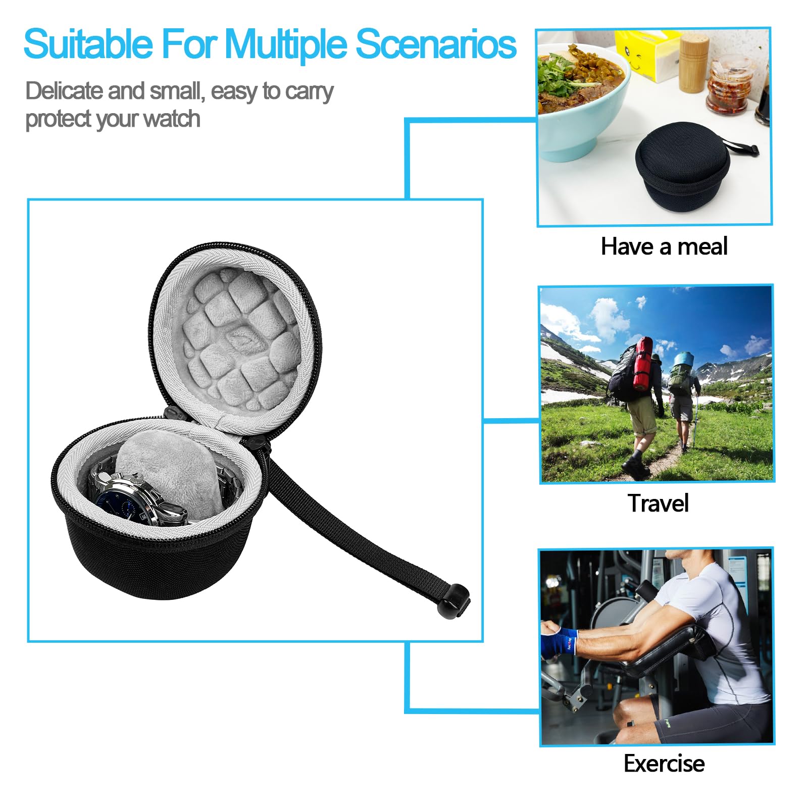 Tiswell Hard Watch Case Travel for Rolex, Single Smart Watches Case for Men and Women, Portable Storage Box for Sports, Business Trips and Travel, Hard EVA Protective Case Waterproof, Black