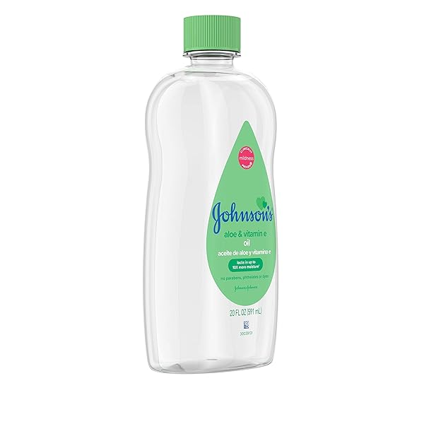 JOHNSON’S BABY OIL, MINERAL OIL ENRICHED WITH ALOE VERA AND VITAMIN E, 20 FL. OZ