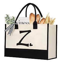 shenee Initial Canvas Tote Bag, Personalized Beach
