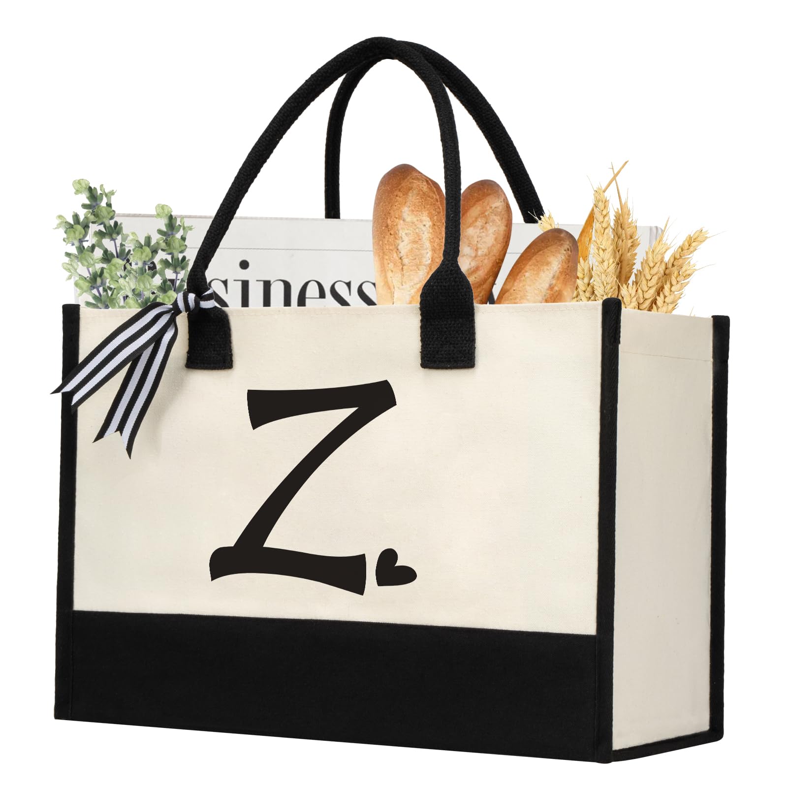 shenee Initial Canvas Tote Bag, Personalized Beach