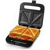 OVENTE Electric Sandwich Maker, 750W Non-Stick Plates, Black GPS401B | Perfect for Grilled Cheese, Tuna Melts, Omelets, French Toast, Breakfast Favorites, Light Meals, and Snacks